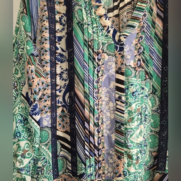 Anthropologie Tiny Caviana Shirt Dress Green Medium Drop Waist Loose Fit - Picture 6 of 9